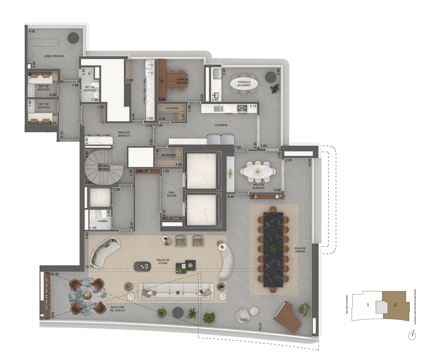 Planta Torre Venezia — Penthouse duplex — Final 2, 705 m²