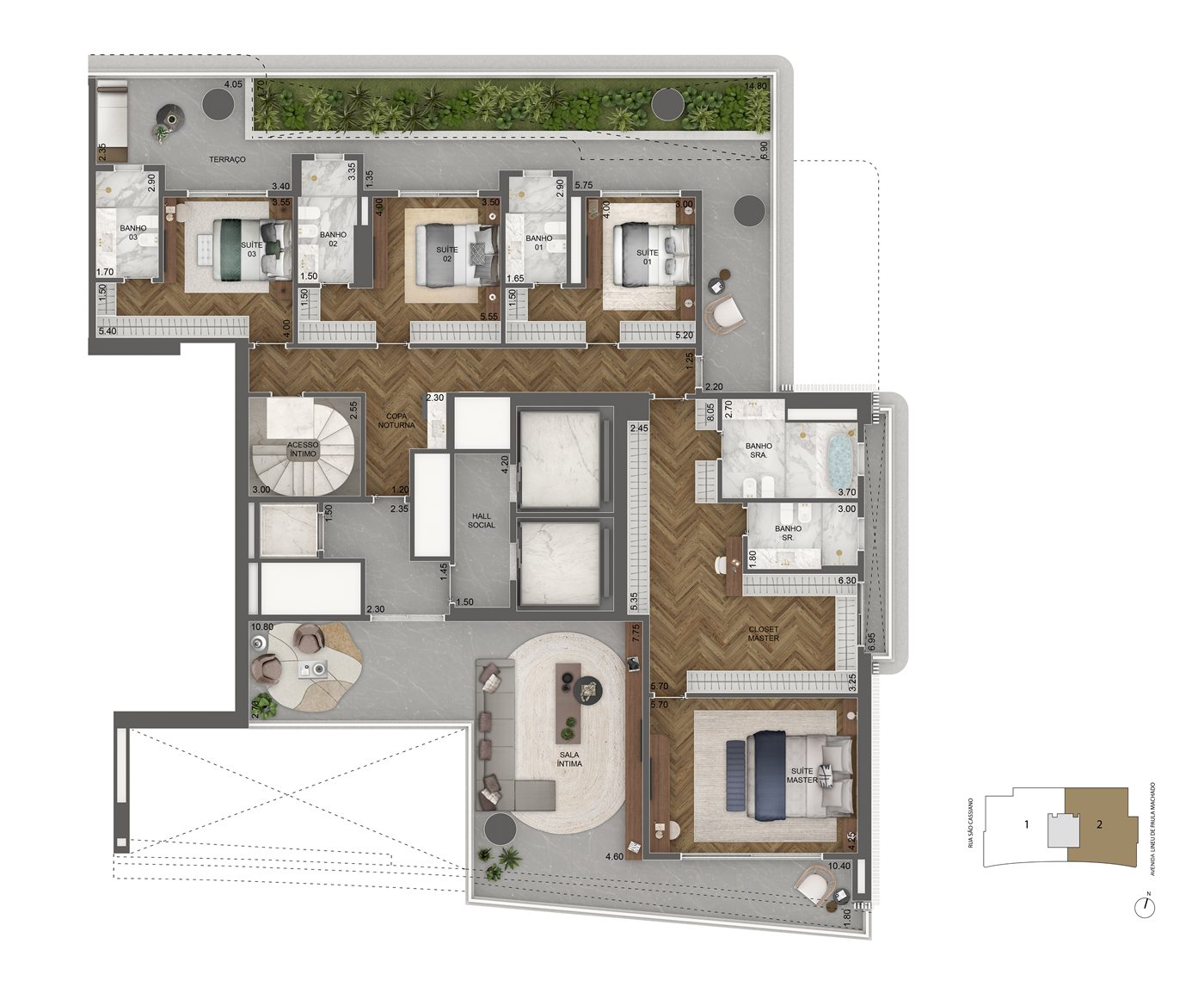 Planta Torre Venezia — Penthouse duplex — Final 2, 705 a 717 m²